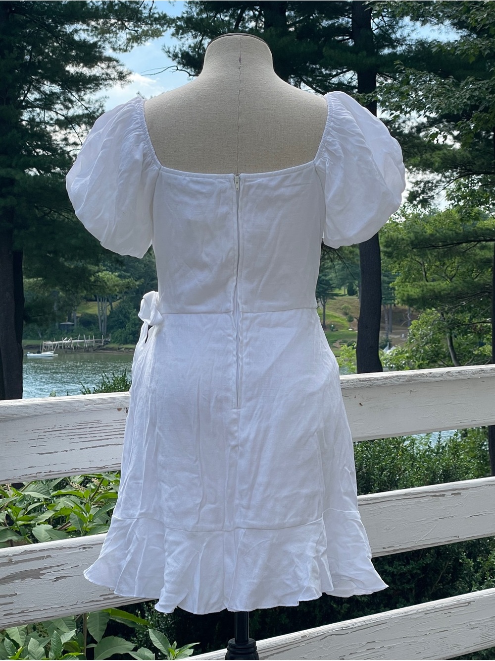 Trixxi White Puff-Sleeve Wrap Mini Dress Size Medium-Brand New ✨ - Picture 3 of 11